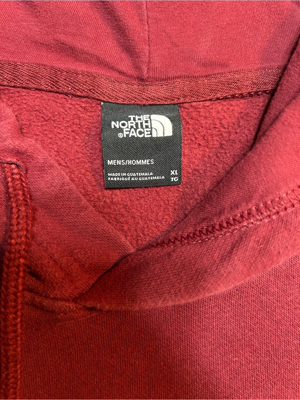 The North Face Red Pullover Hoodie White Embroidered Logo Kangaroo Pocket - Picture 3 of 6